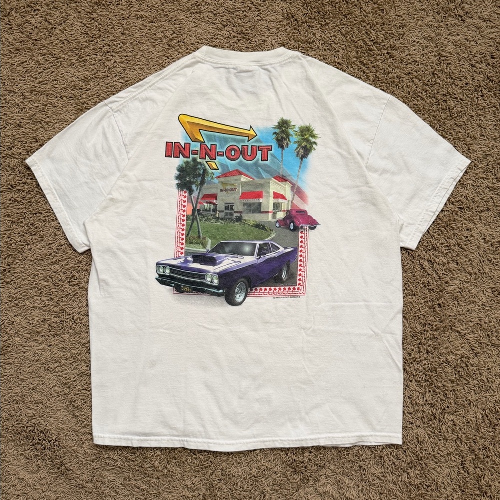 VTG Y2K In N Out Burger Dodge Challenger Muscle Car California T Shirt XL RARE